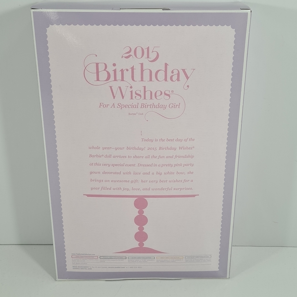 Birthday Wishes Barbie Doll Blonde Mattel 2015 Pink Dress - Picture 5 of 9